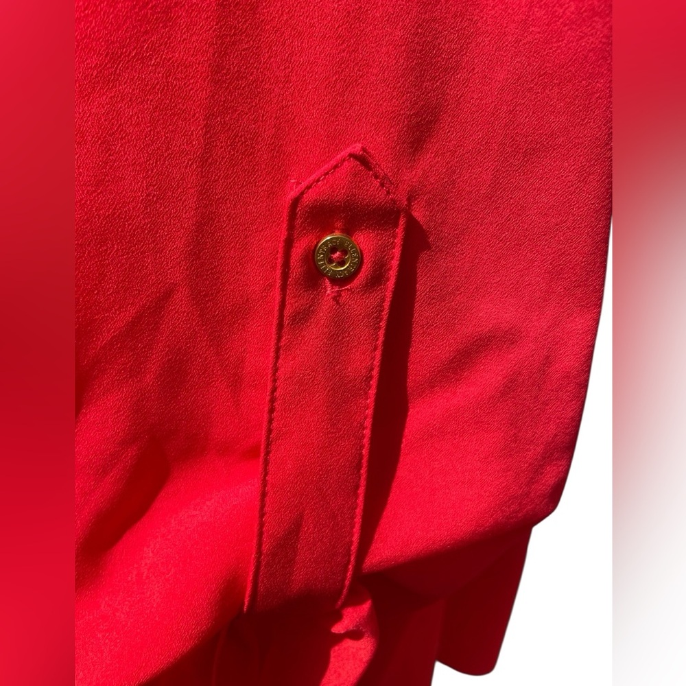 EUC Ellen Tracy Large Flowy Red Women's Tunic Top with Rivets Around Collar - Picture 4 of 8